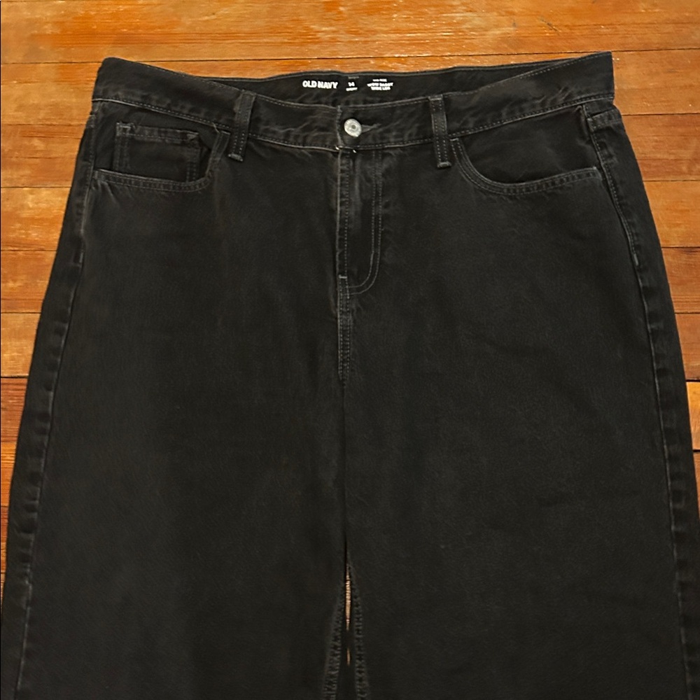 Old Navy Washed Black Jeans Baggy Wide Leg Women’s Size 14 Short - Picture 5 of 9